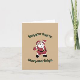 Merry Bright Santa Tecknad Card Tack Kort