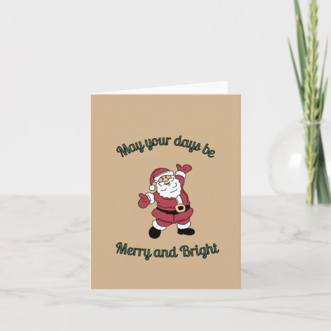 Merry Bright Santa Tecknad Card Tack Kort (Framsida)