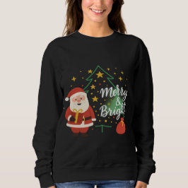 Merry & Bright Santa Xmas Tree Sweatshirt Gift T Shirt