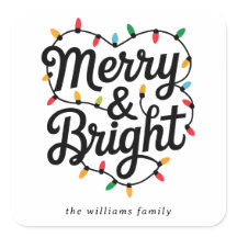 Merry & Bright Script Festive String Light Holiday