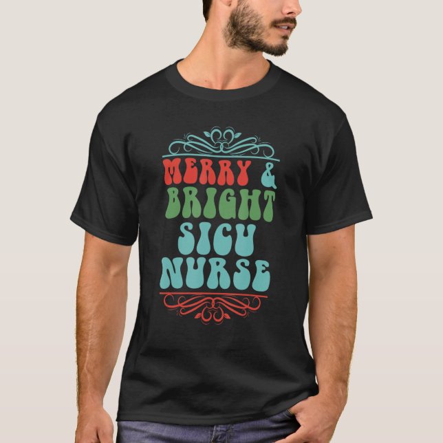 Merry & bright sicu nurse t shirt (Framsida)