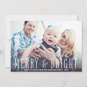 MERRY & BRIGHT SNOWFALL   HELGDAG PHOTO-KORT JULKORT