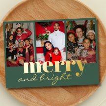 Merry Bright Three Photo grönt