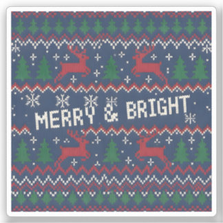 Merry & Bright Ugly Christmas Sweater Klistermärken