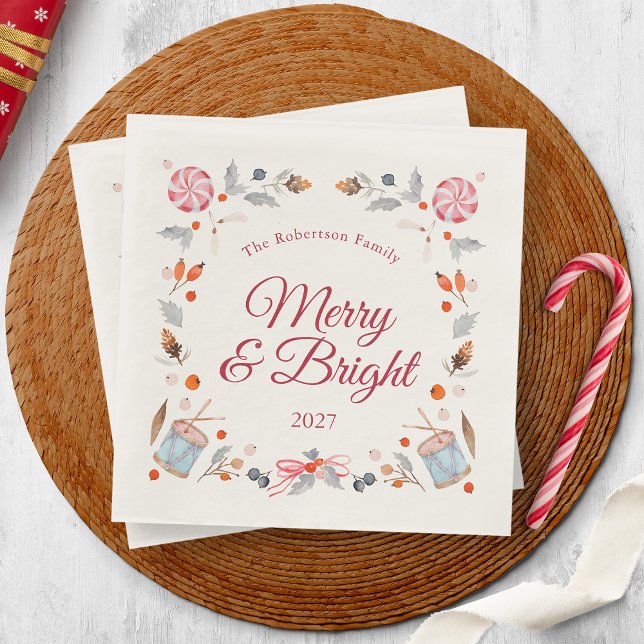 Merry & Bright Vintage Christmas Holiday Pappersservett (Skapare uppladdad)