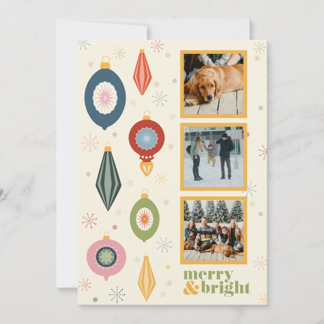 Merry & Bright Vintage Holiday Card  Julkort (Framsida)