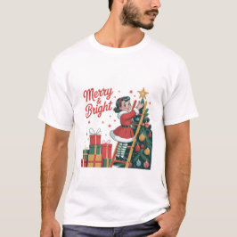 Merry & Bright Vintage Holiday Retro Christmas T Shirt