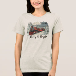 Merry Bright Vintage jul Tåg Graphic T-Shi T Shirt