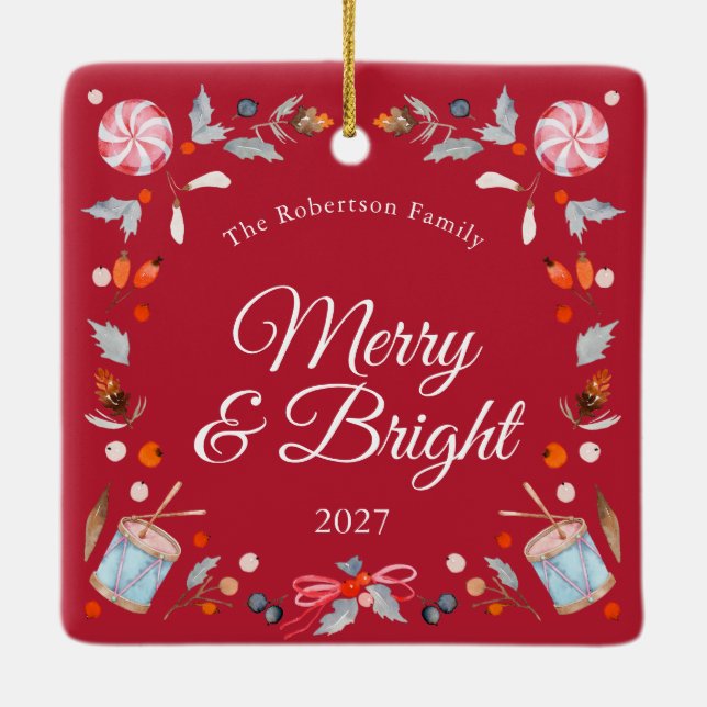 Merry & Bright Vintage julgransprydnad Keramik (Baksida)
