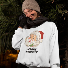 MERRY & BRIGHT Vintage Retro Jolly Santa Jul T Shirt