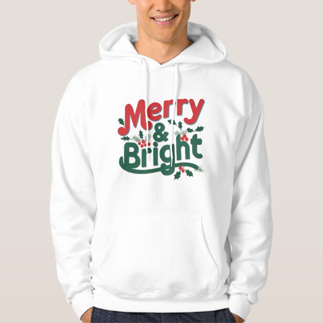 Merry & Bright Vuxen Pullover Hoodie - Classic (Framsida)