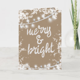 Merry & Bright Writing White Träd Ljus Kraft Helgkort