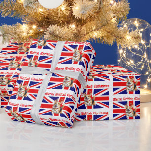 Merry British jul Corgi Reindeer Antlers Presentpapper