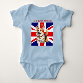 Merry British jul Corgi Reindeer Antlers T Shirt