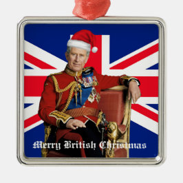 Merry British jul Kung Charles III Julgransprydnad Metall