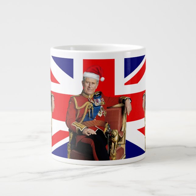 Merry British jul Kung Charles III Jumbo Mugg (Framsidan)