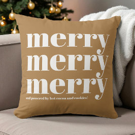 Merry Brown White Typography Roligt jul Helgdag Kudde