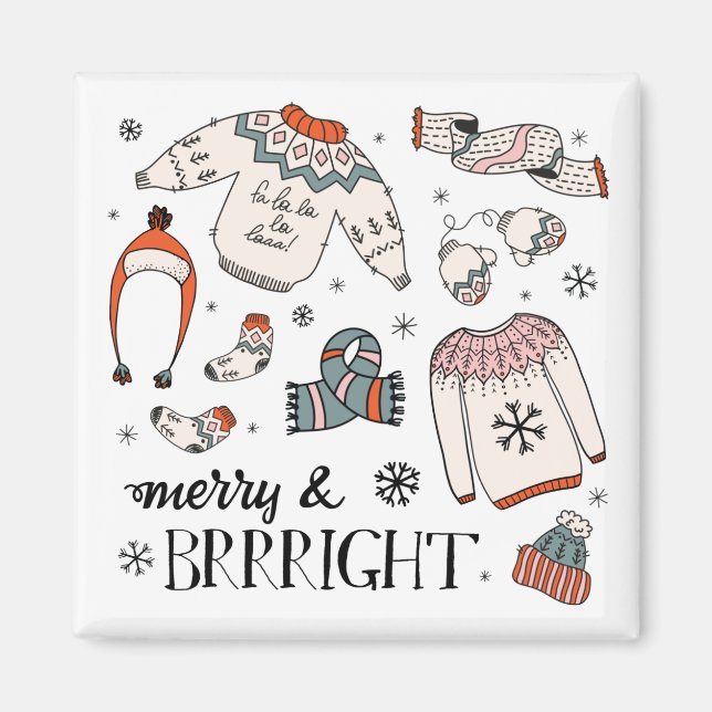 Merry & Brrright Winter Cloching jul Magnet (Framsidan)