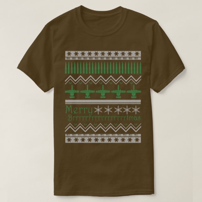 Merry Brrrrrrrtmas A10 Warthog Ugly Christmas Swea T Shirt (Design framsida)