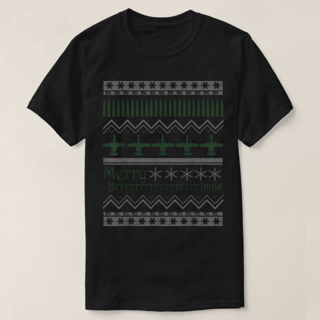Merry Brrtmas A10 Warthog Ugly Julsötare T Shirt (Design framsida)