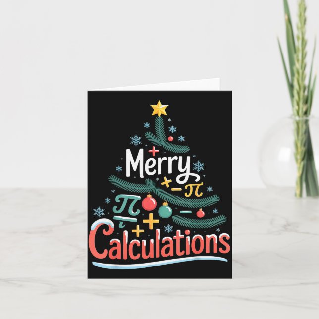 Merry Calculations Funny Math Teacher Christmas  Kort (Framsida)