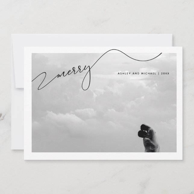 Merry Calligraphy Script Namn Photo-jul Julkort (Framsida)