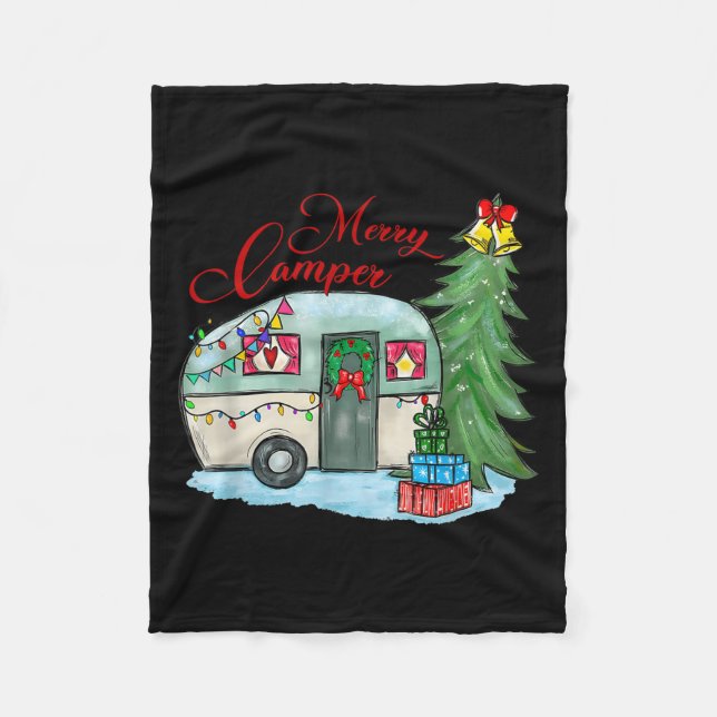 Merry Camper Christmas Santa Camper Camng Truck Xm Fleecefilt (Framsidan)