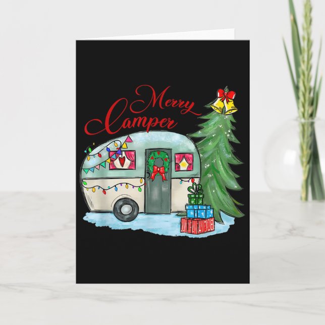 Merry Camper Christmas Santa Camper Camng Truck Xm Kort (Framsida)
