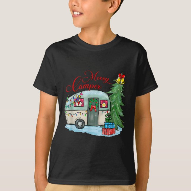 Merry Camper Christmas Santa Camper Camng Truck Xm T Shirt (Framsida)