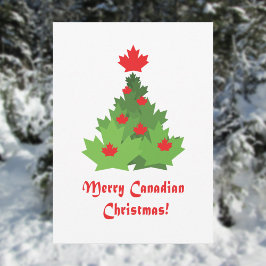 Merry Canadian Flagga Maple Löv Julgran Julkort
