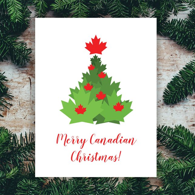 Merry Canadian Flagga Maple Löv Julgran Vykort (Skapare uppladdad)