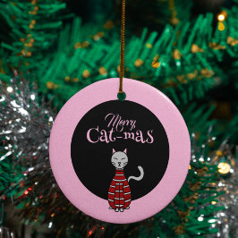 Merry Cat-Mas Rosa/svart jul Julgransprydnad Keramik
