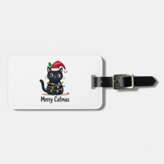 Merry Catmas Black Cat Christmas Light Xmas Family Bagagebricka