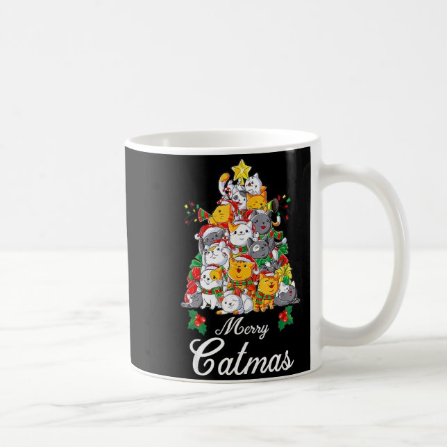 Merry Catmas Cat Christmas Tree Cat Lover  Kaffemugg (Höger)