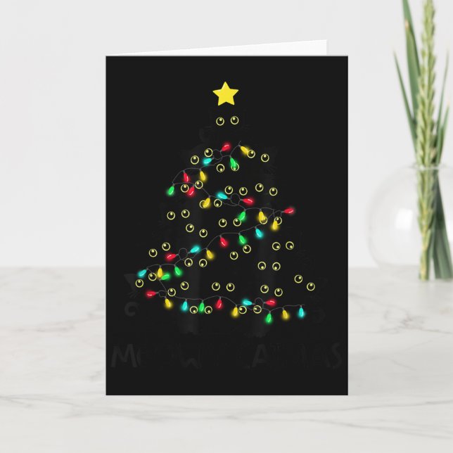 Merry Catmas Cat Christmas Tree Kids Girls Boys Me Kort (Framsida)