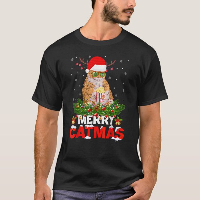 Merry Catmas Cat jul Pajamas X Mas Ugly Swea T Shirt (Framsida)