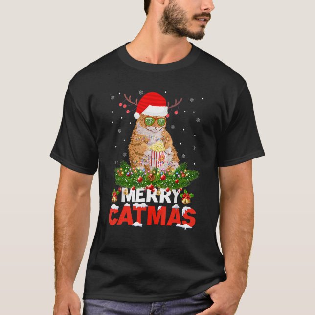 Merry Catmas Cat jul Pajamas X Mas Ugly Swea T Shirt (Framsida)