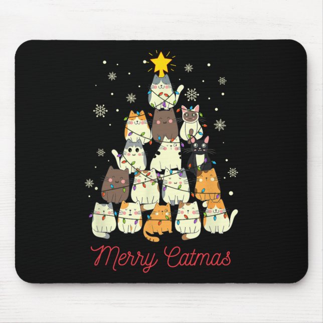 Merry Catmas Cat Julgran Cat Lover Musmatta (Framsidan)