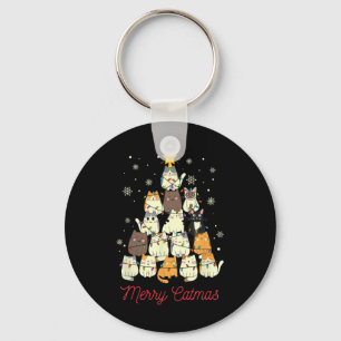 Merry Catmas Cat Julgran Cat Lover Nyckelring