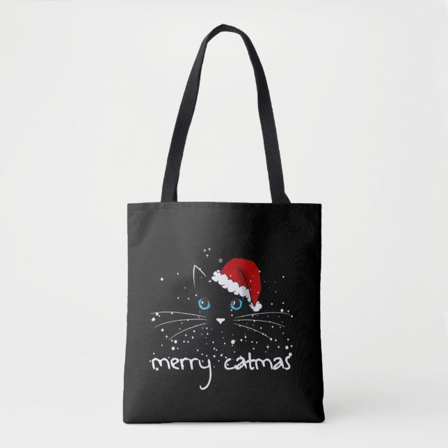 MERRY CATMAS Cat Julgran, Medlemsstat, tote Bag Tygkasse (Framsida)