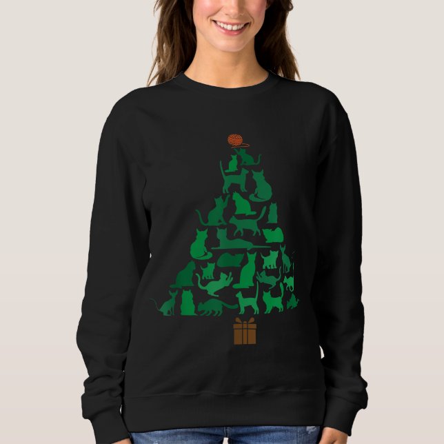 Merry Catmas Cat Julgran, Meowy Catmas T Shirt (Framsida)