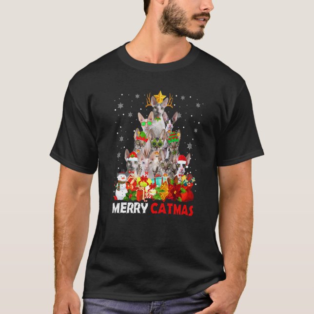 Merry Catmas Cat Mamma Cat Pappa jul Cornish Re T Shirt (Framsida)