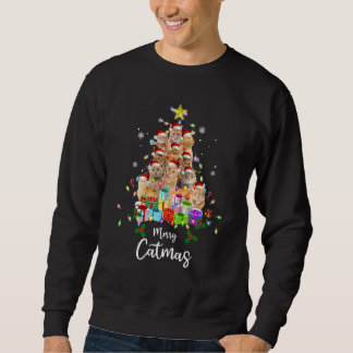 Merry Catmas  Cat Mom Cat Dad Christmas Cat 2 Lång Ärmad Tröja