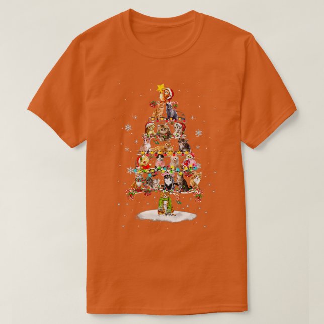 Merry Catmas Cat Mountain Julgran Not Ugly T Shirt (Design framsida)