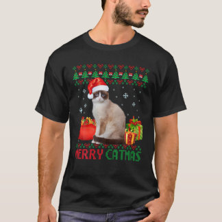 Merry Catmas Cat Ugly Christmas Tonki Mom Dad T Shirt