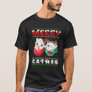 Merry Catmas Cat Ugly Funny Cat jul Cat Kärlek T Shirt