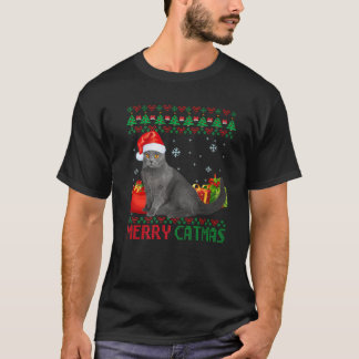 Merry Catmas Cat Ugly jul Chartreux Mamma Pappa T Shirt