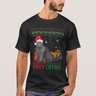 Merry Catmas Cat Ugly jul Chartreux Mamma Pappa T Shirt