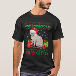 Merry Catmas Cat Ugly jul Devon Rex Mamma Pappa T Shirt