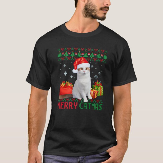 Merry Catmas Cat Ugly jul turkiska Van Mamma Da T Shirt (Framsida)